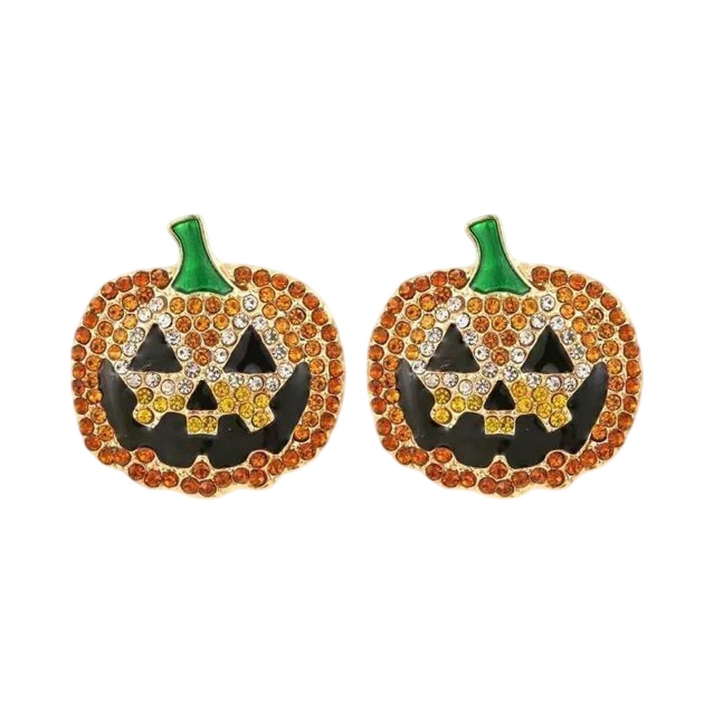 Rhinestone‎ Pumpkin Halloween Earrings